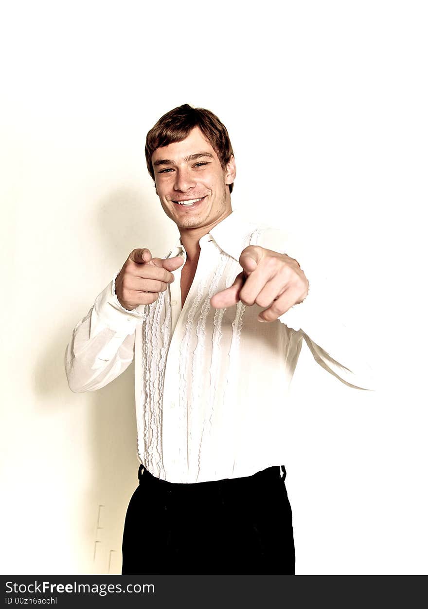 A male model photographed in the studio.