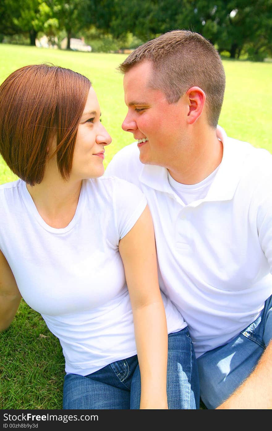 Caucasian couple looking at each other. Caucasian couple looking at each other