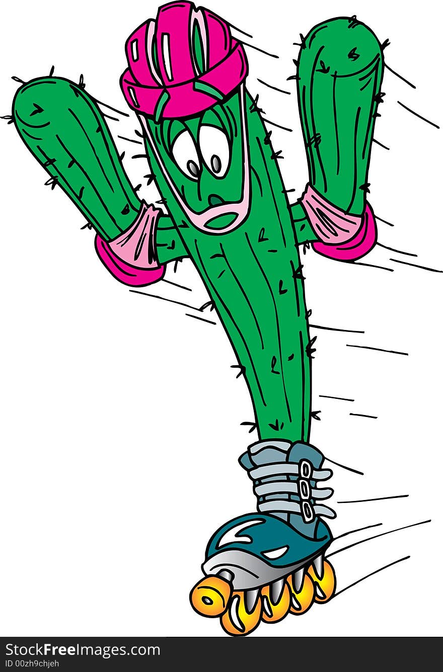 Cactus roller skating