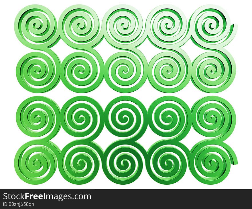 Chinese green spiral pattern isolated on white background. Chinese green spiral pattern isolated on white background