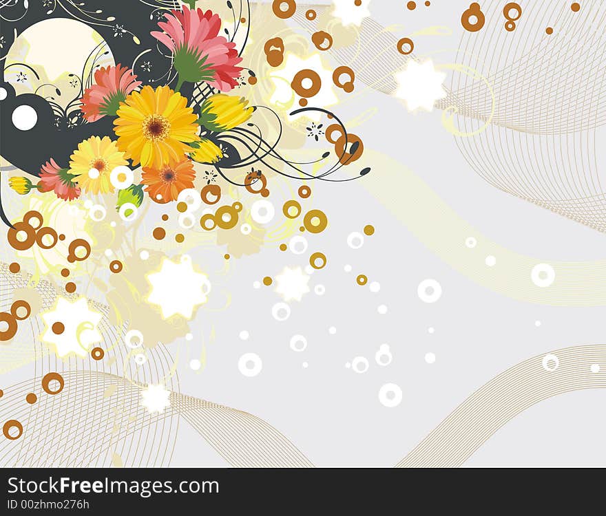 Exquisite floral ornamental design with daisies, vector illustration series. Exquisite floral ornamental design with daisies, vector illustration series.