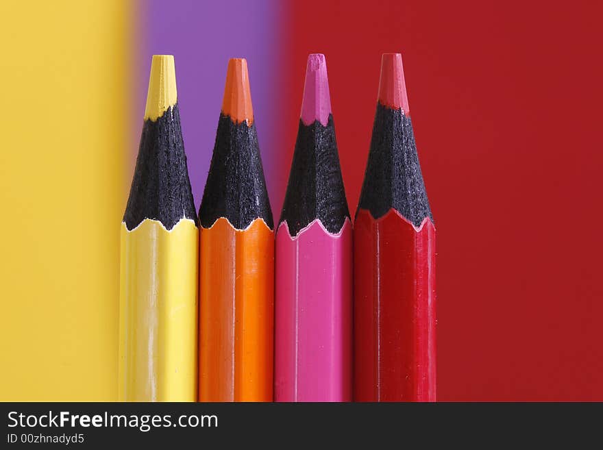 A part of  pencils with a simple  colorful background. A part of  pencils with a simple  colorful background