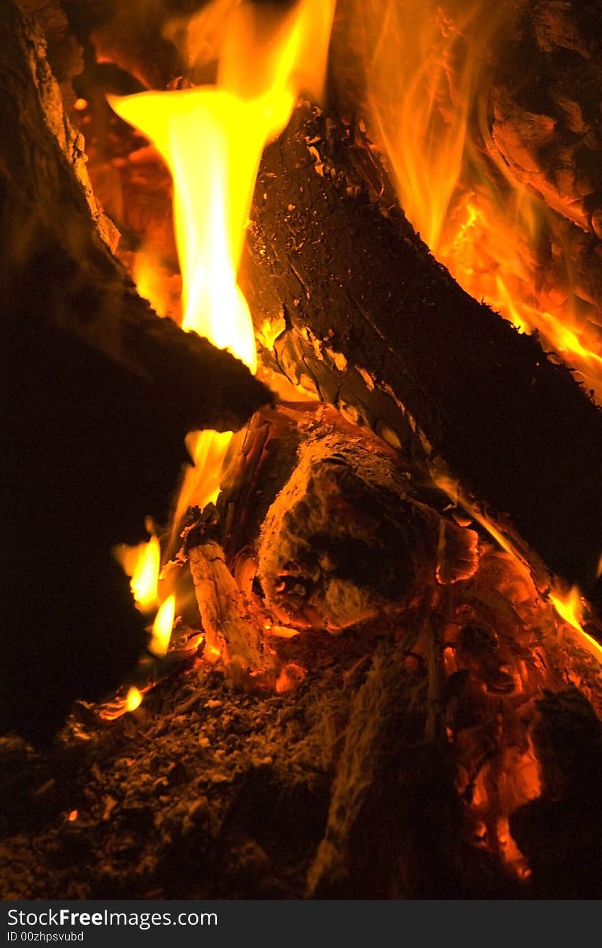 A close up image of a camp fire