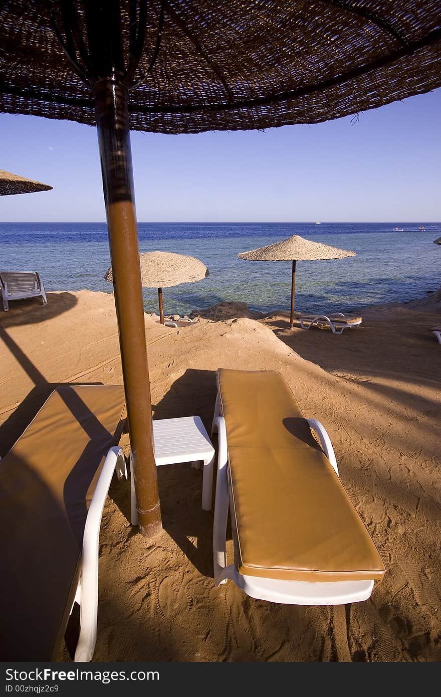 Sunbeds on the beach