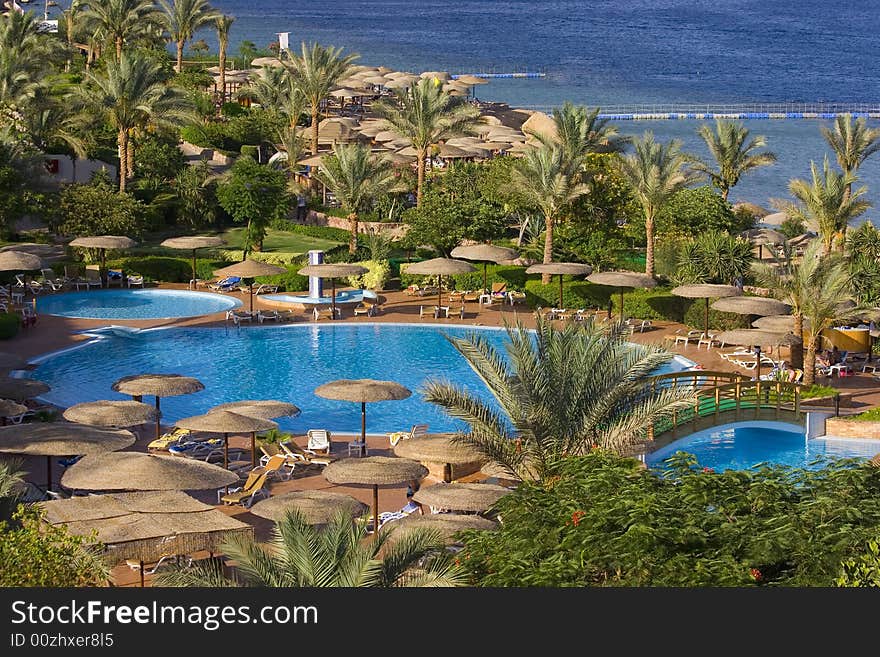 Beautiful pool in a hotel by the Red Sea. Beautiful pool in a hotel by the Red Sea