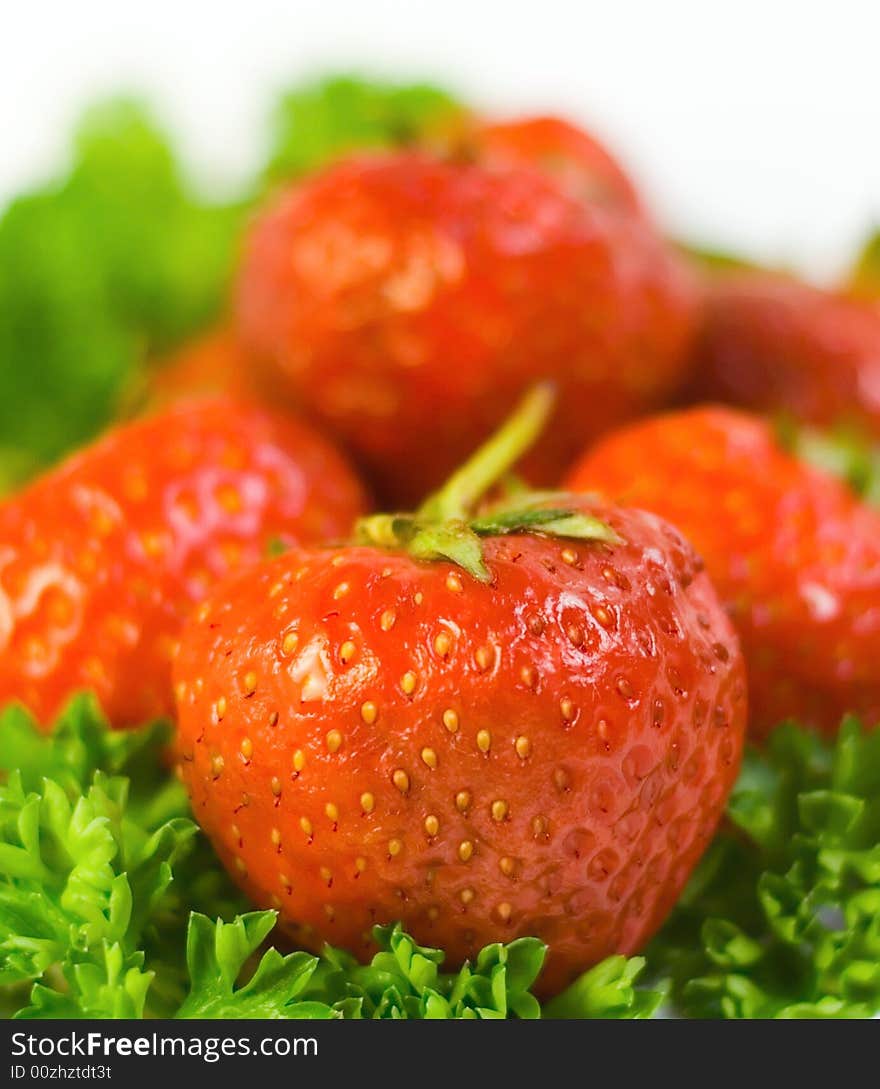 Close-up Strawberry On Leafs