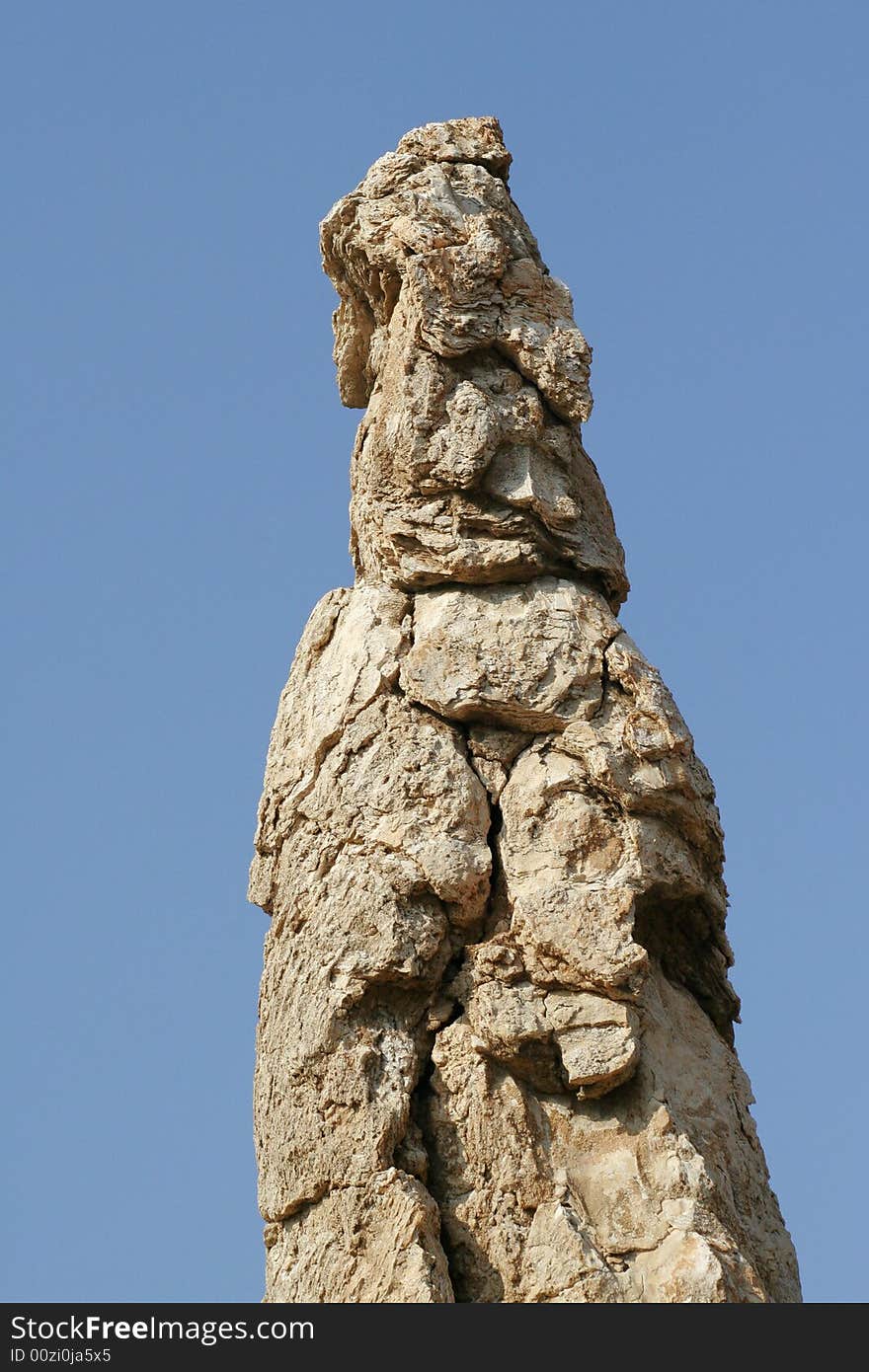 Lot's wife (from Bible history). The salt's statue near Dead Sea. Jordan.