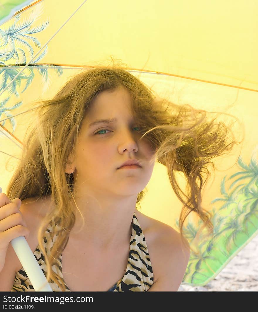 Portrait Girl on umbrella background