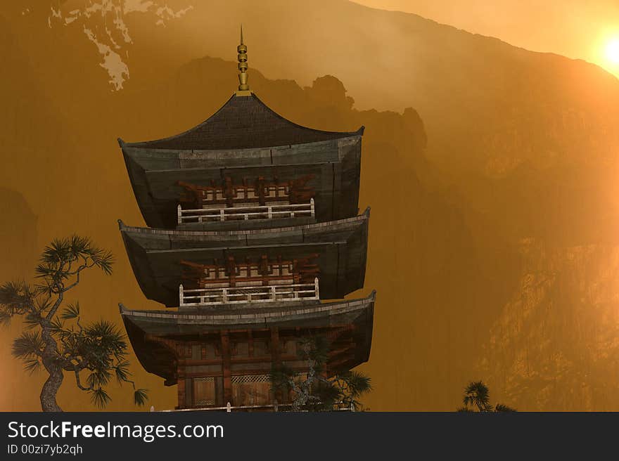 Buddhist temple in the mountains