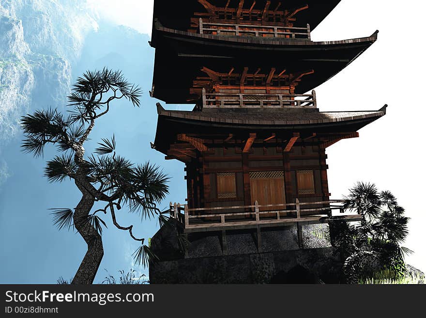 Buddhist Temple In The Mountains