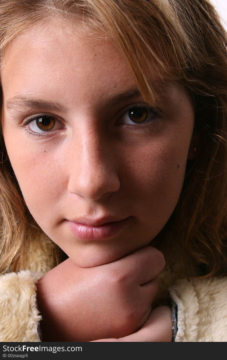 Teenage female model on a white background. Teenage female model on a white background