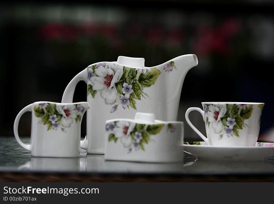 Chinese teapot set on the table