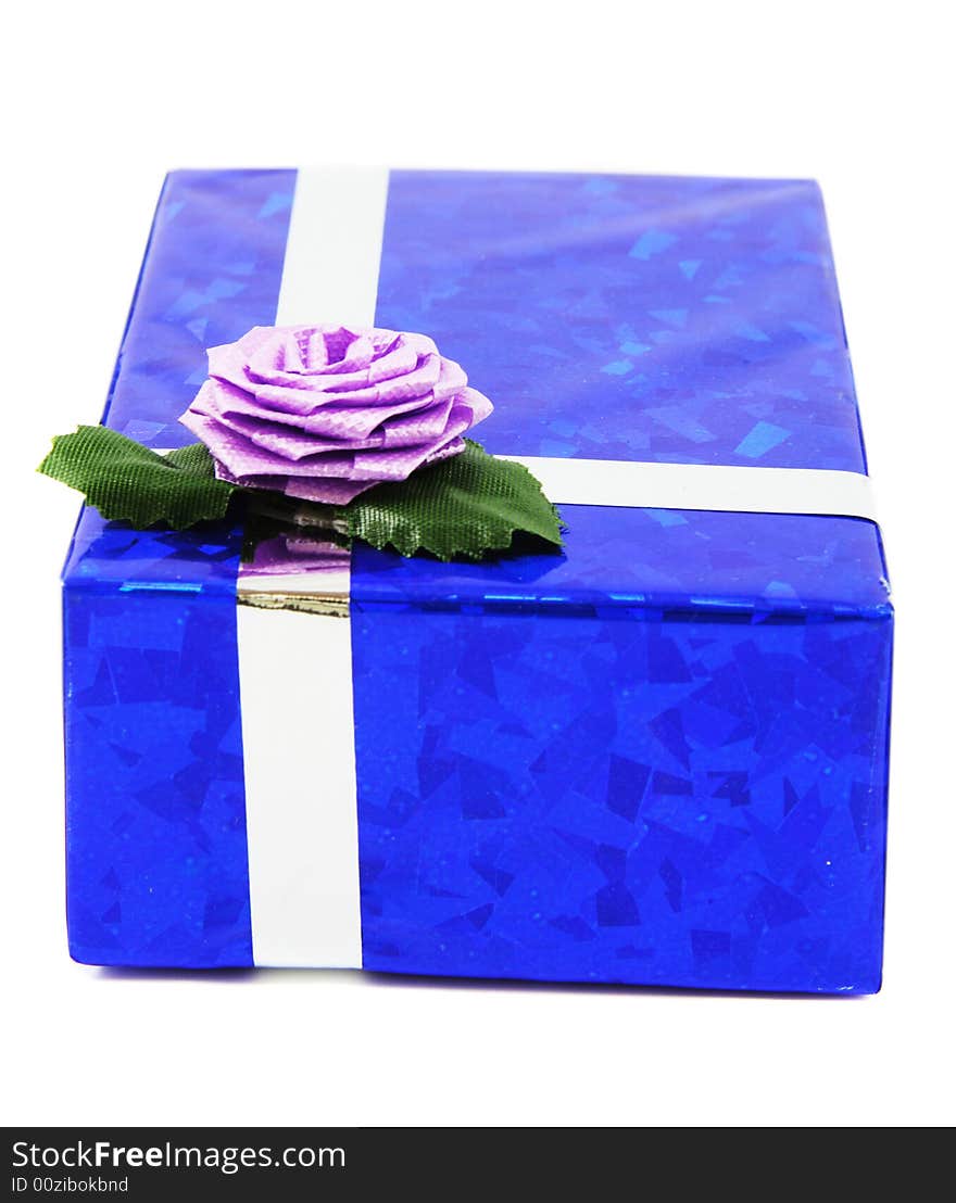 Blue gift isolated on white