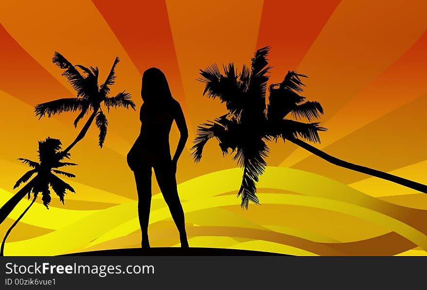 Woman on the beach - illustration