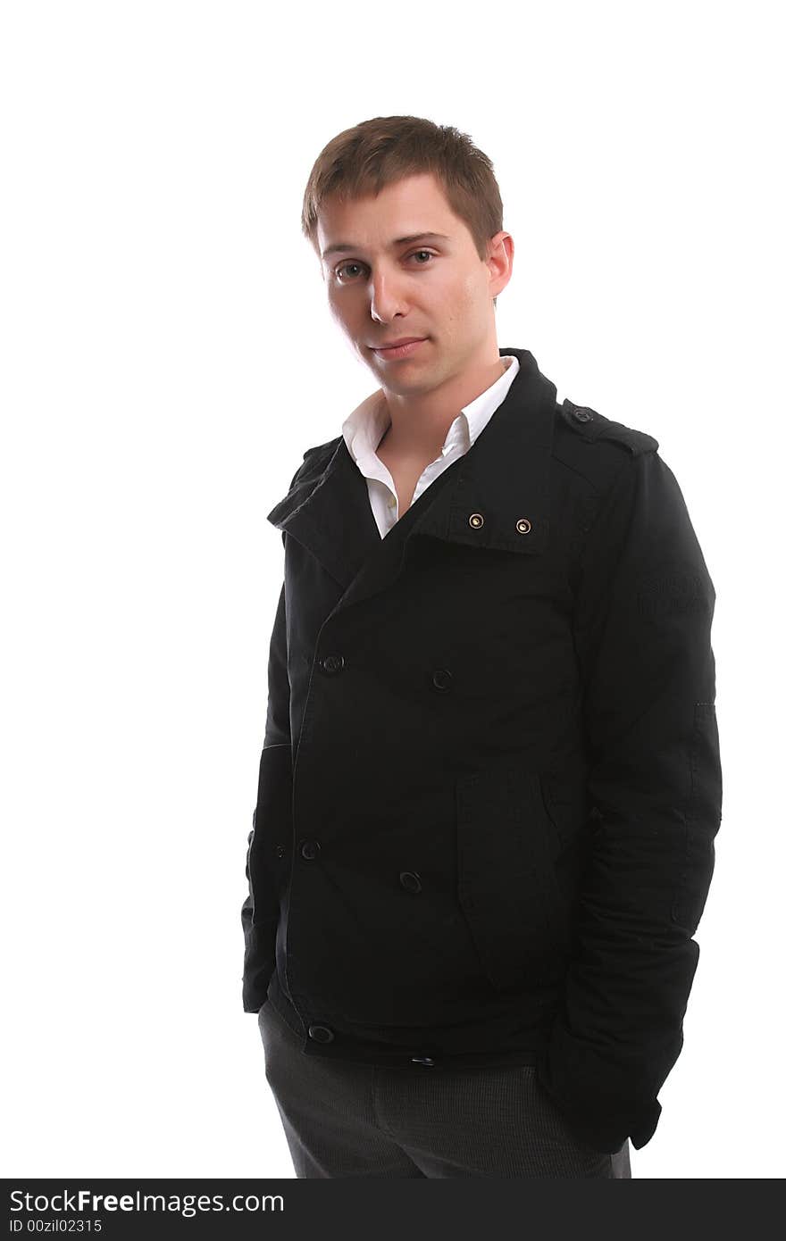 Young casual man, posing - isolated in white background