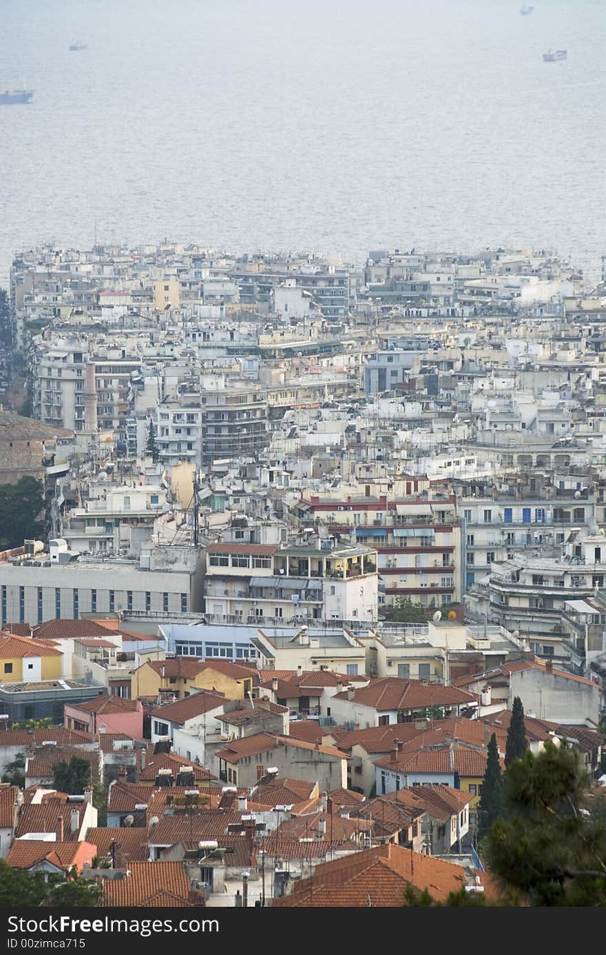 View from the castle over Thessalonika, Greece