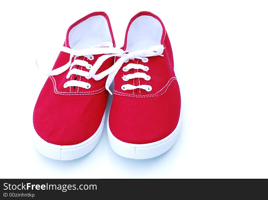 A shot of some fashionable red plimsoles. A shot of some fashionable red plimsoles