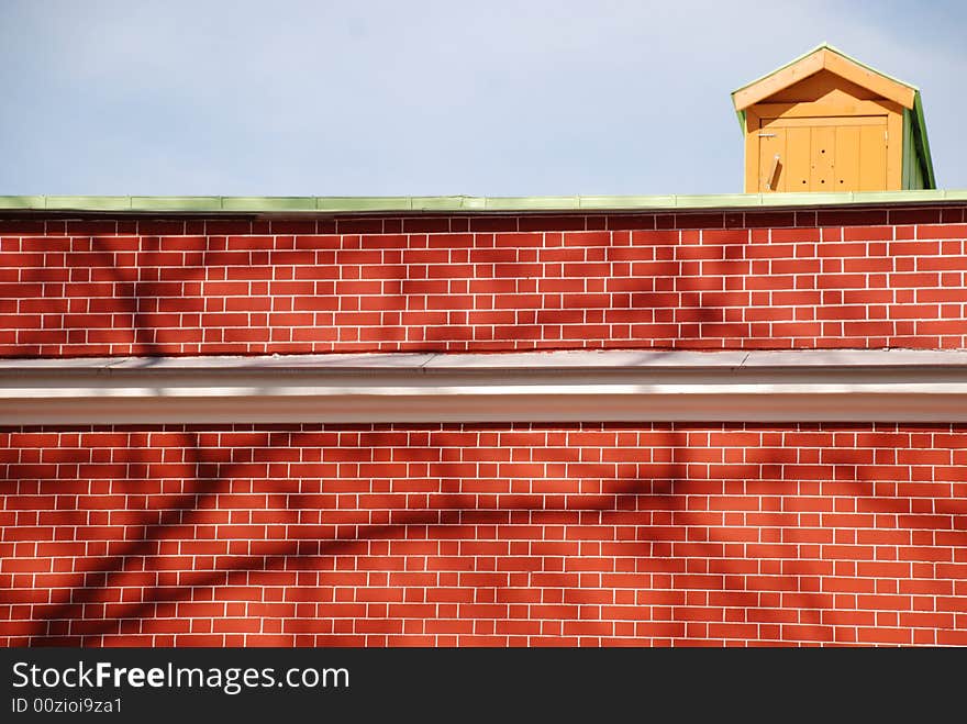 Brick wall lit by sun