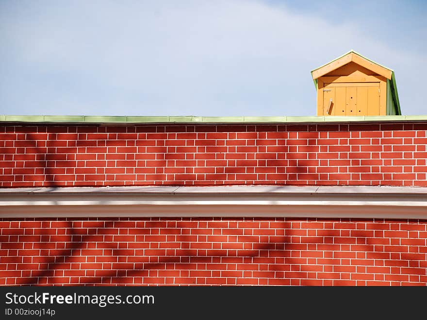 Brick wall lit by sun