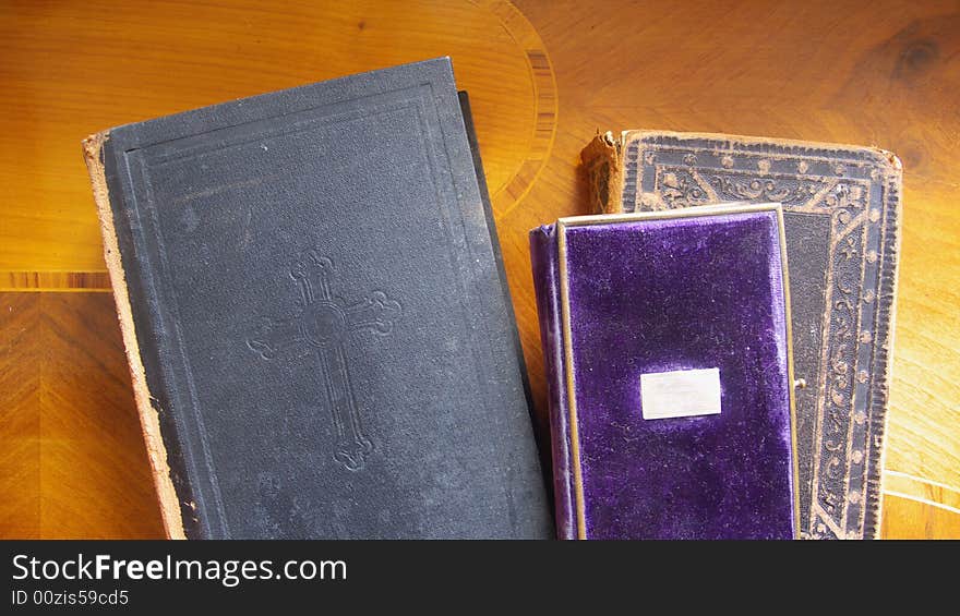 Pile of three ancient books. Pile of three ancient books