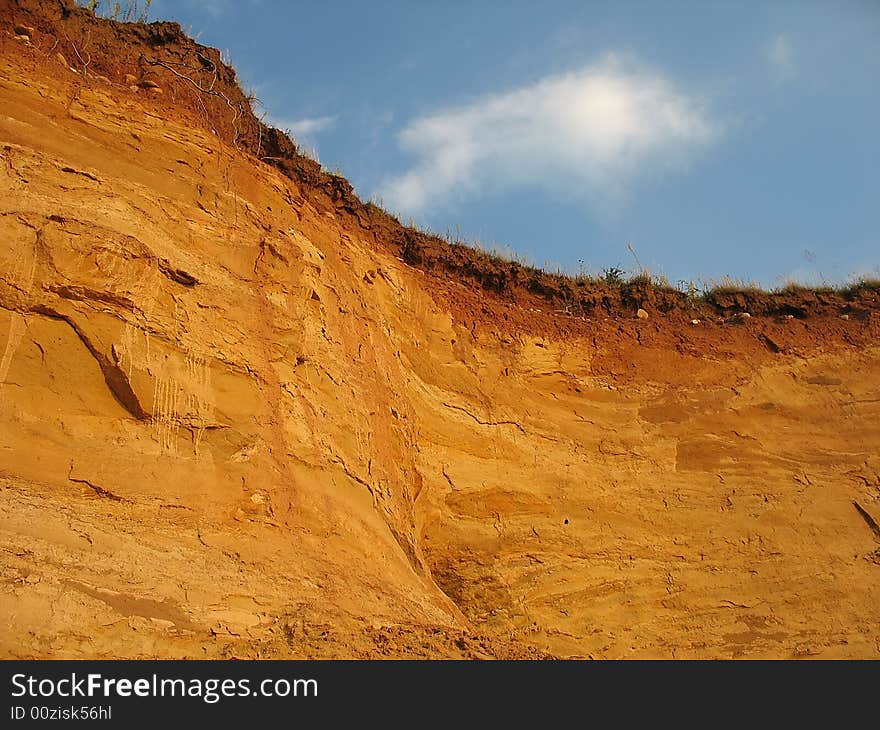 Clay hill scenery after erosion and excavation