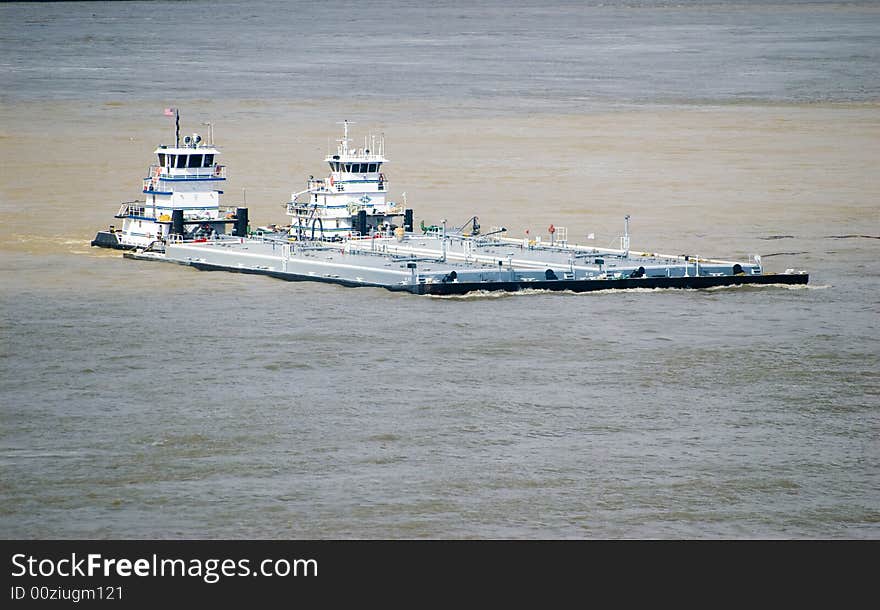 Empty gargo ship on a river. Empty gargo ship on a river