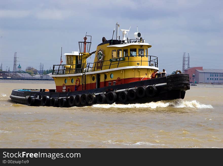 Motor boat on a river