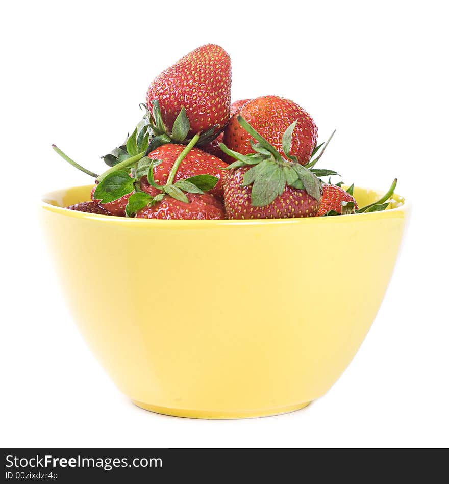 Strawberries in cup isolated on white background