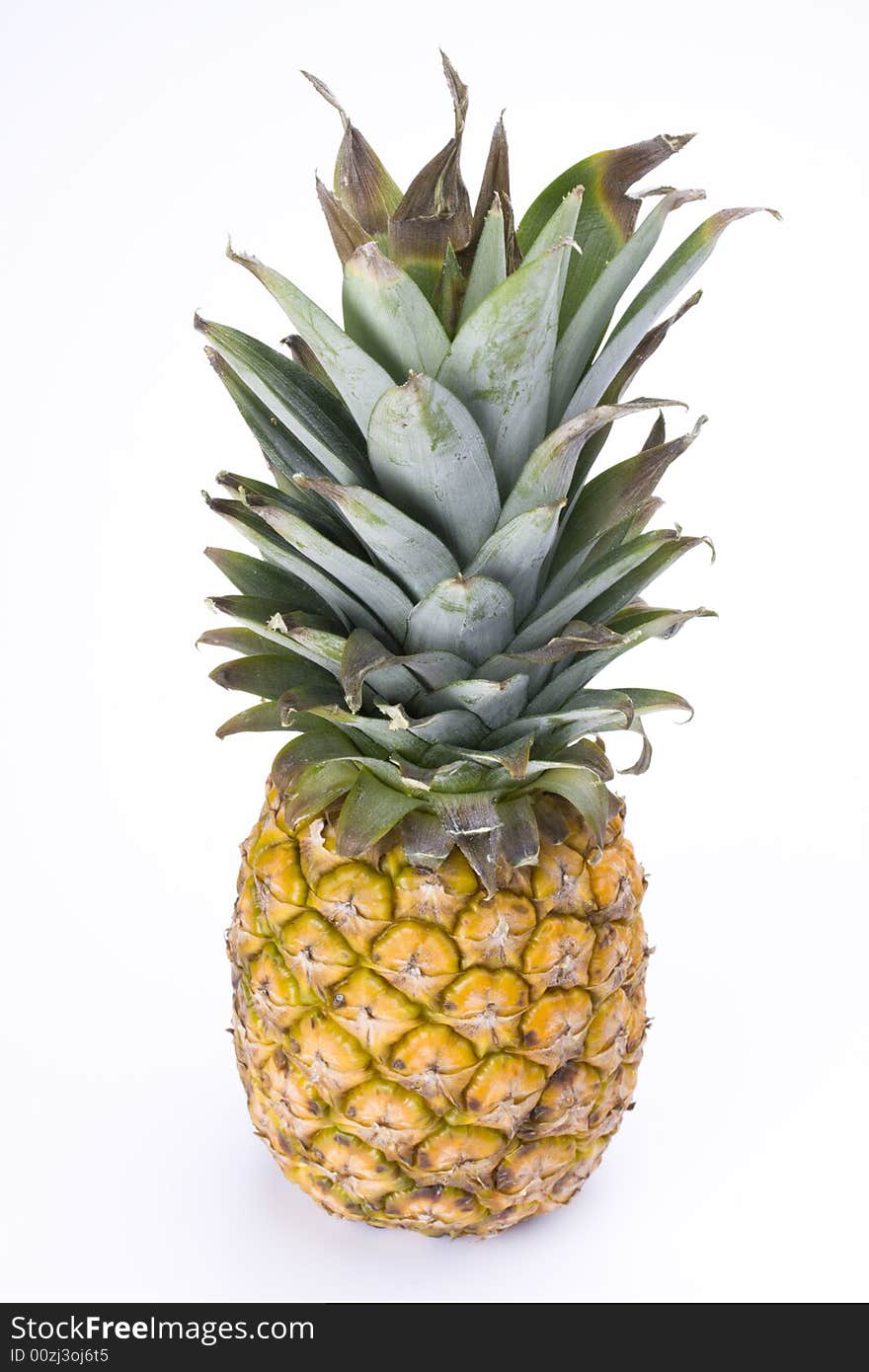 A ripe pineapple on white background