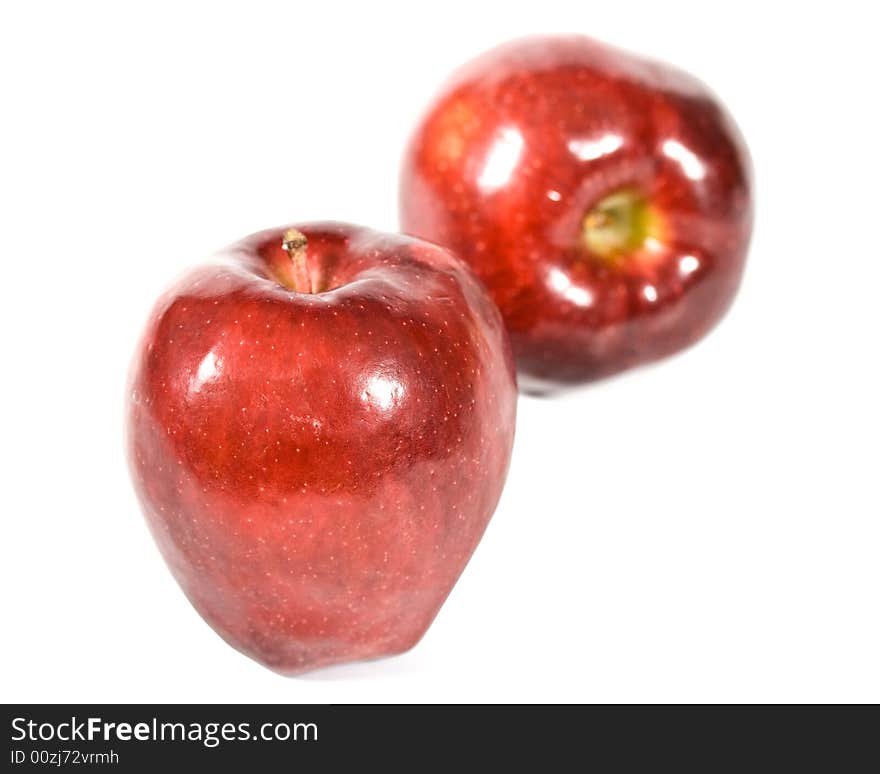 Fresh red apples isolated on a white background