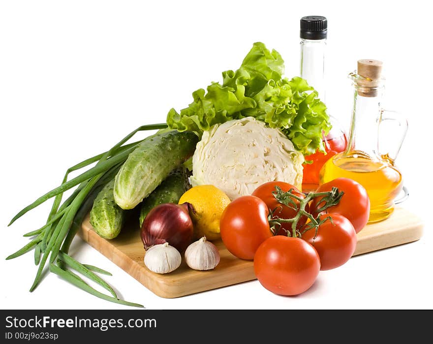 Fresh vegetables isolated on a white background.