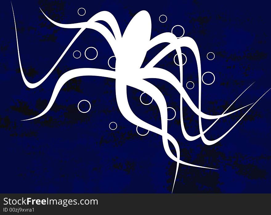 The White Silhouette of an Octopus is Featured in an Abstract Illustration. The White Silhouette of an Octopus is Featured in an Abstract Illustration.