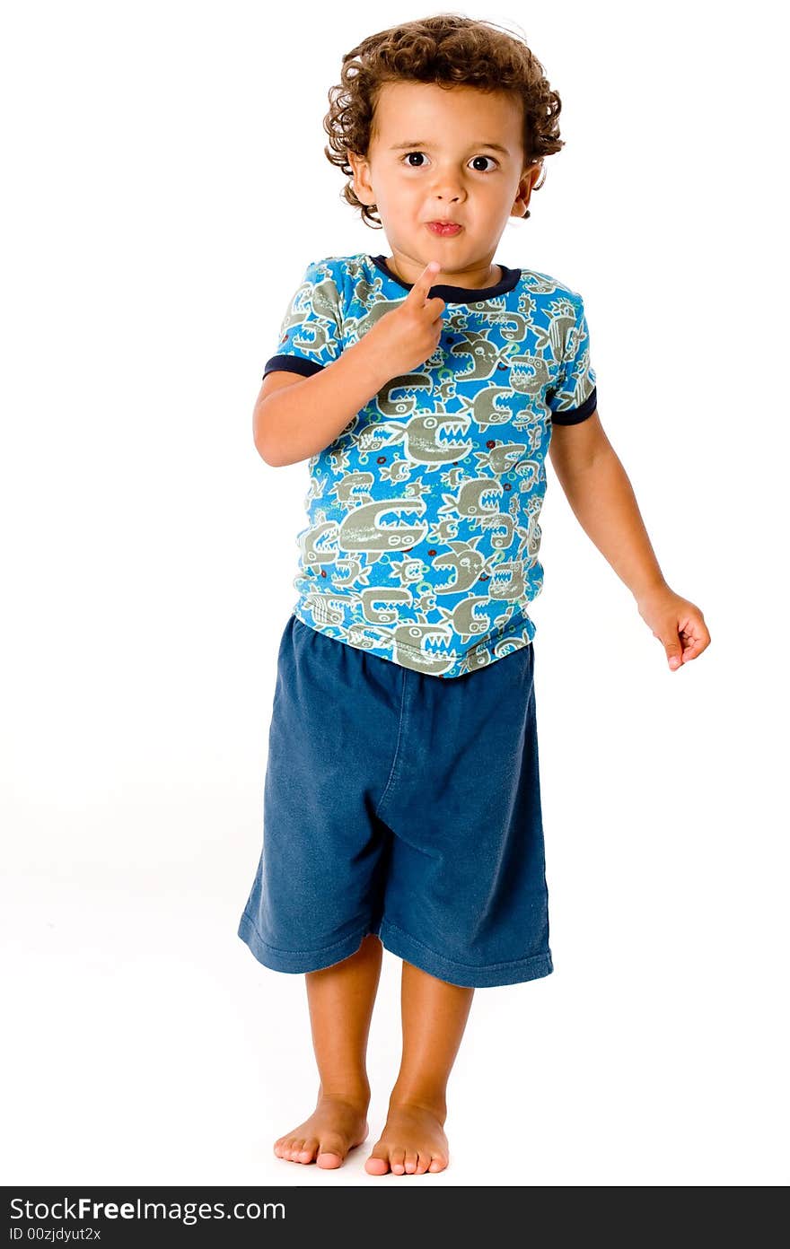 A cute young boy on white background. A cute young boy on white background