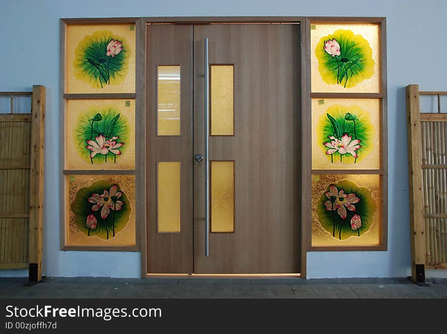 Lotus flower door in the temple