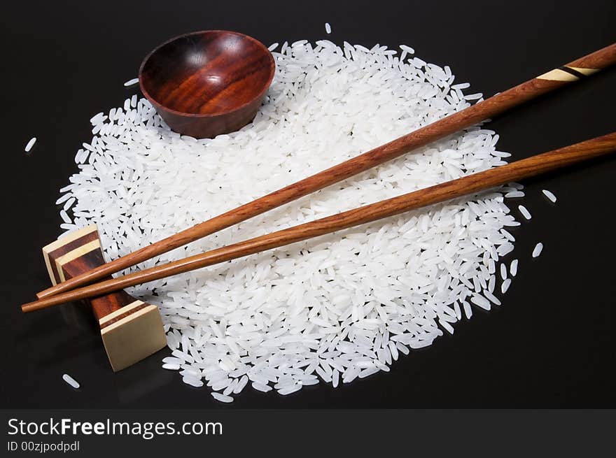 Chopstick and rice