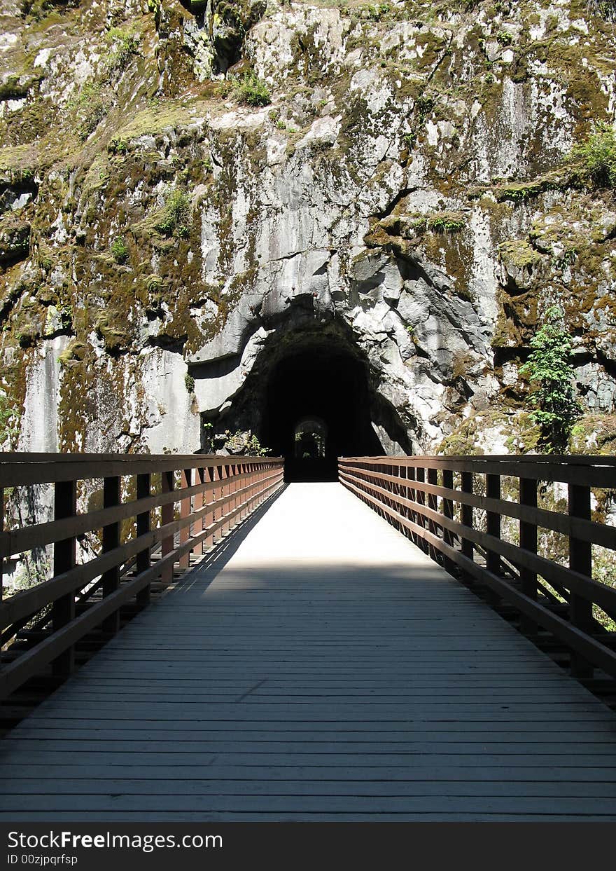 Tunnel in a rock