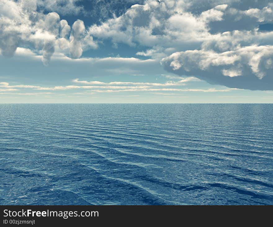 Beautiful sea and clouds sky - digital artwork. Beautiful sea and clouds sky - digital artwork