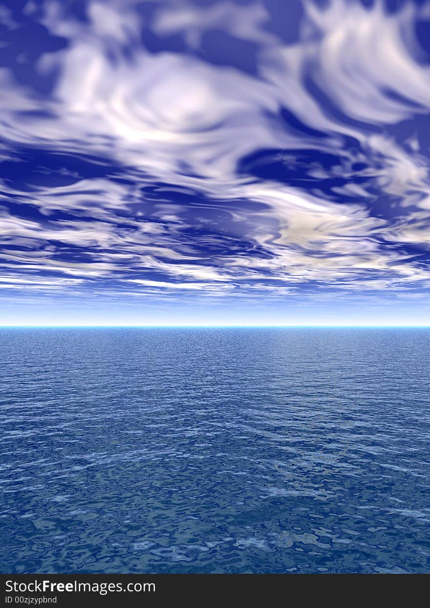 Beautiful sea and clouds sky - digital artwork. Beautiful sea and clouds sky - digital artwork