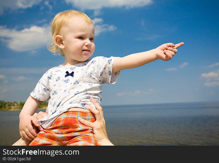 Child pointing forward