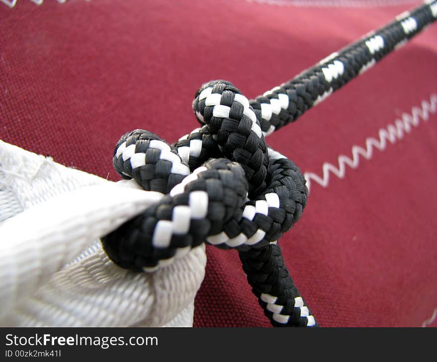 Black and White rope tied in a knot. Black and White rope tied in a knot