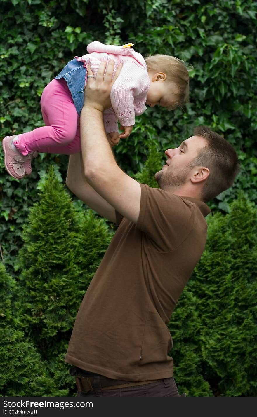 Dad and his daughter outdoor. Dad and his daughter outdoor