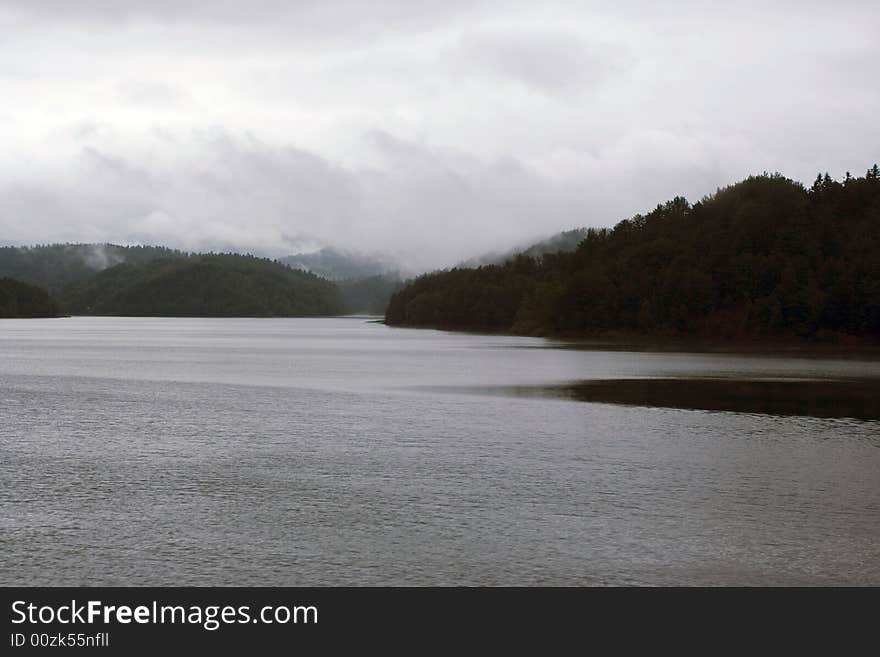 Lake Scene During Cloudy Evening