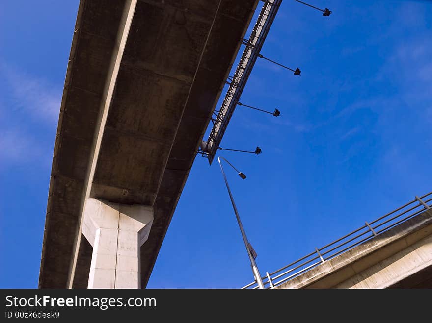 An elevated highway on a blue sky background