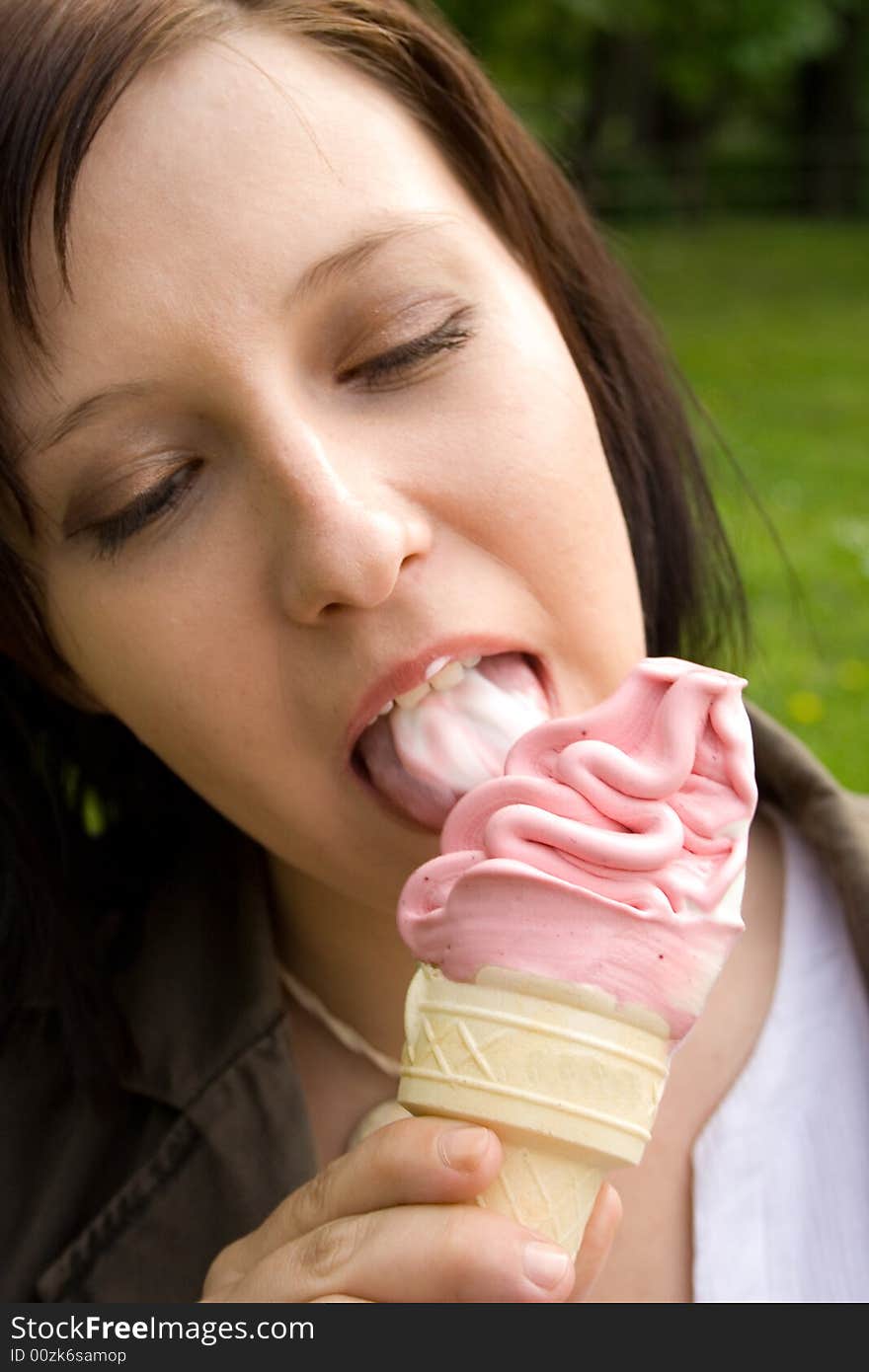 Girl eating an ice