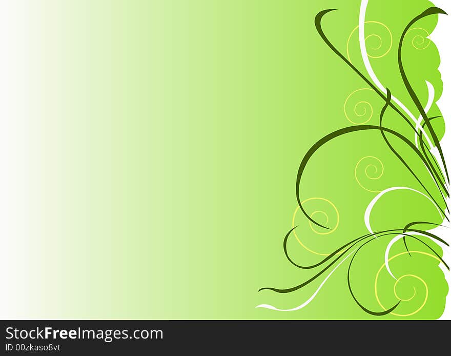 Background  with leaves on green back