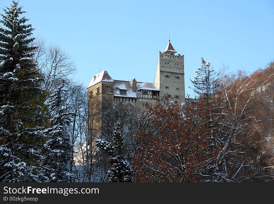 This is the Bran Castle in winter time.