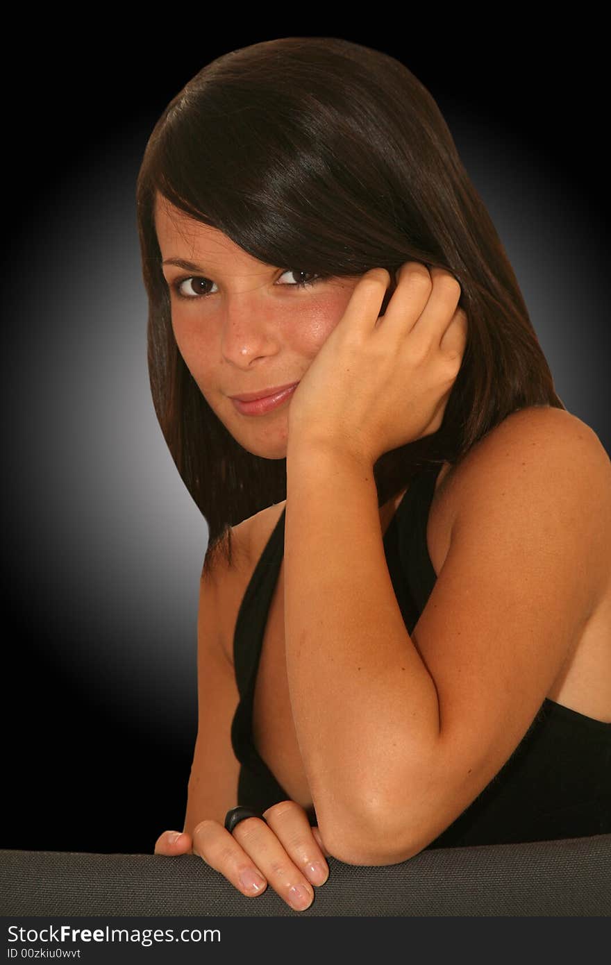 Young woman on black background. Young woman on black background