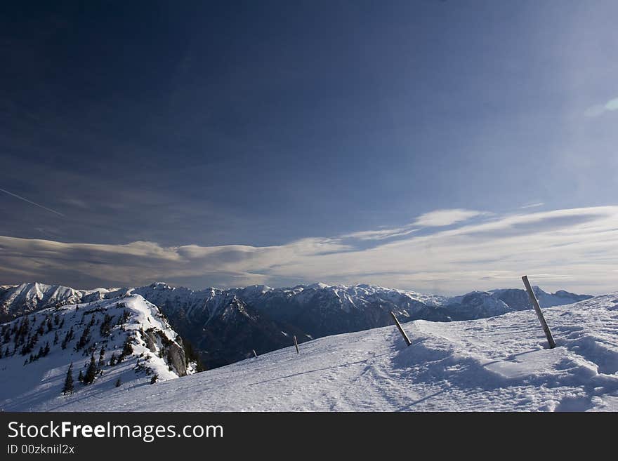 Mountains range in winter