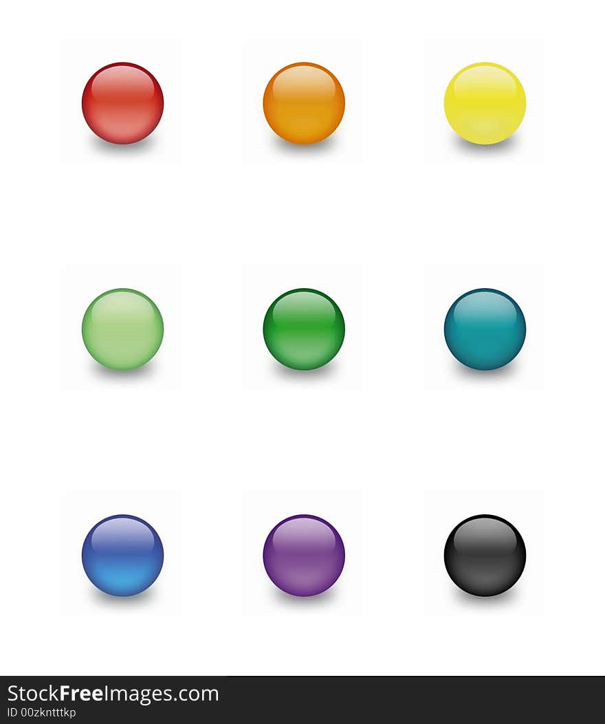 9 different colors of glass balls. 9 different colors of glass balls