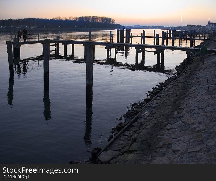 A footbridge in the evening